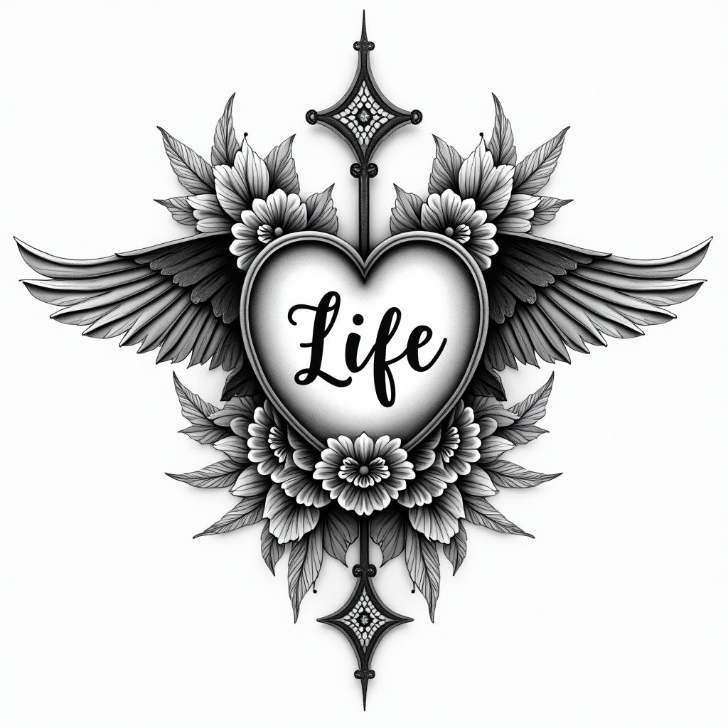 Name date gift of lifehigly detailed tattoo - Variation 3
