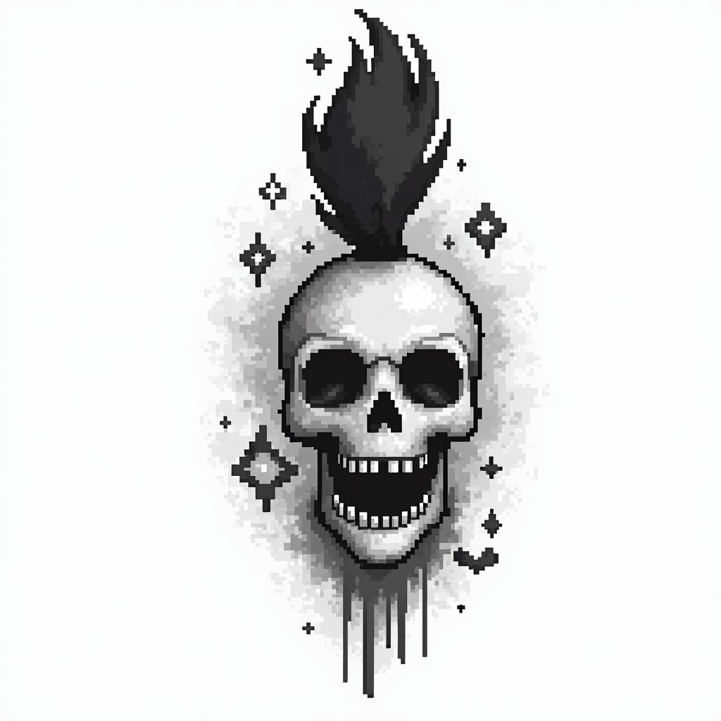 Yair,Aries, Mexicanoin 8-bit tattoo style, minimalistic pixel style tattoo, pixel art with simplified shapes and retro gaming visuals, inspired by 8-bit pixel based detailing - Variation 2