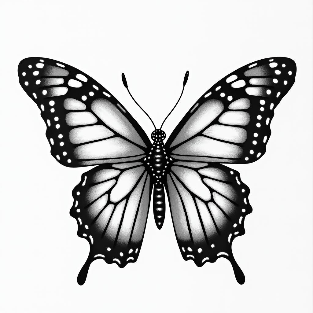 Memorial for my sister who died 01-29-2013, we both live cartoonist butterfly'sin portrait tattoo style, featuring a highly realistic and detailed depiction  - Variation 4
