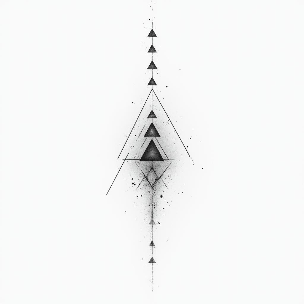 Resiliencein minimalist style tattoo, featuring simple shapes and fine lines, with minimal shading and details, tiny triangles, creating a sense of balance and harmony - Variation 2