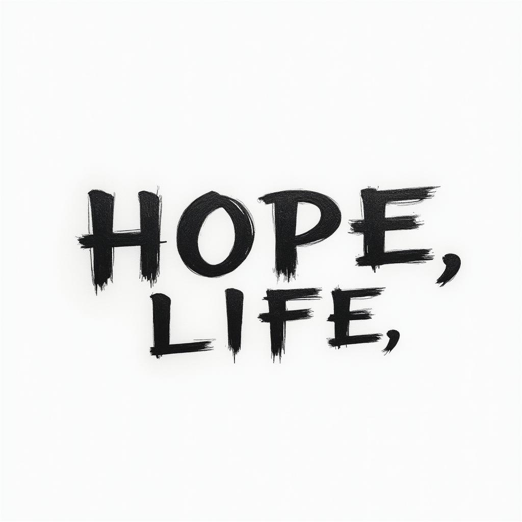 Love, Live, Life, Hope, Faithtext-based tattoo, japanese font ultra-realistic, perfectly placed, high-quality font design, photo-realistic shading, 8k, high quality, finely detailed typograph