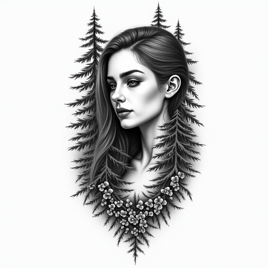 The name zoey with treeshigly detailed tattoo - Variation 2