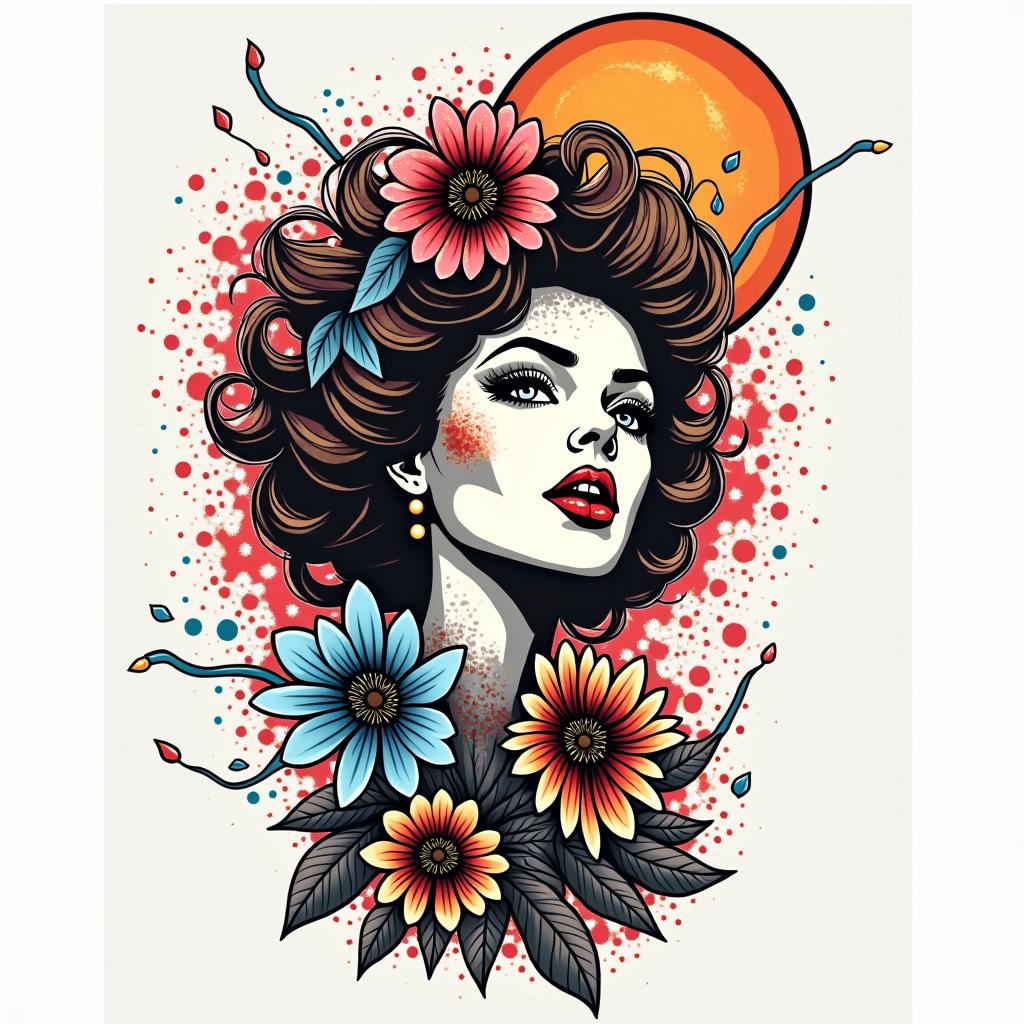 Resiliencein pop art style tattoo, featuring bold and vibrant colors, exaggerated outlines, iconic imagery, inspired by comic books and speech bubbles, comic book characters, retro pop culture - Variation 4
