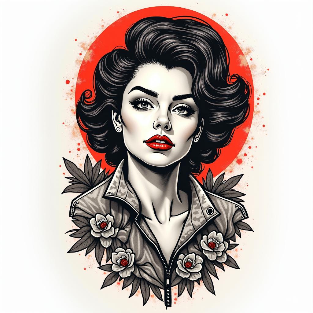 Resiliencein pop art style tattoo, featuring bold and vibrant colors, exaggerated outlines, iconic imagery, inspired by comic books and speech bubbles, comic book characters, retro pop culture - Variation 3