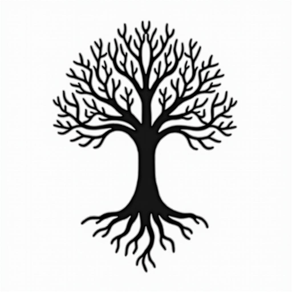 Tree of life with roots and branchesin bohemian style tattoo, 8k