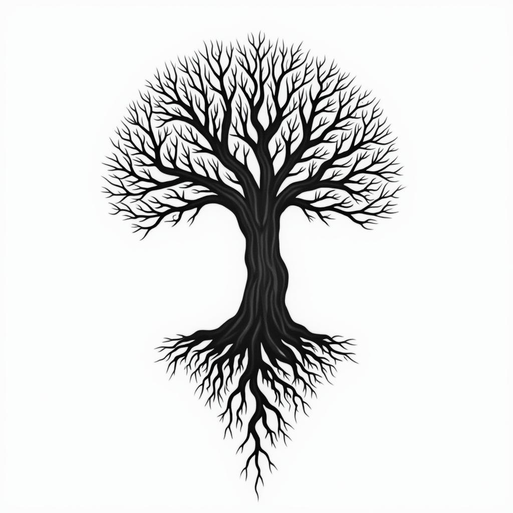 Tree of life with roots and branchesin bohemian style tattoo, 8k - Variation 3