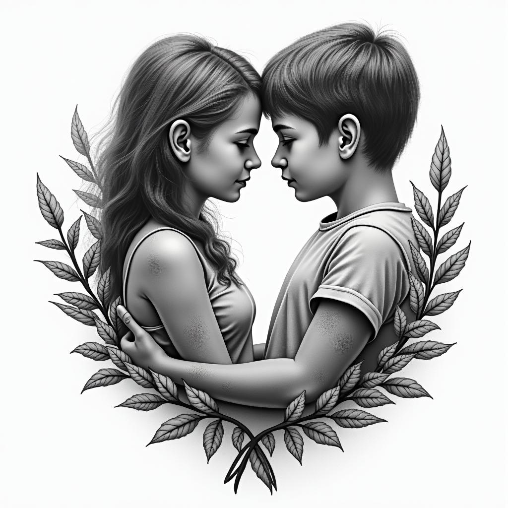 Siblings thru tough time symbolhigly detailed tattoo - Variation 4