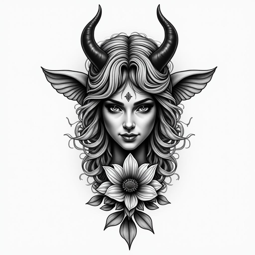 Andrea, Gemini. Mexicohigly detailed tattoo - Variation 3