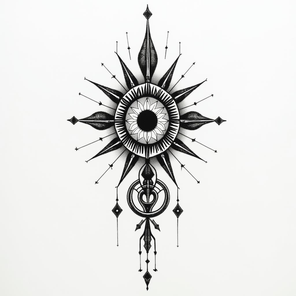 Denise, twins, May 21, 1991, Bielefeldin spiritual symbols tattoo style, featuring an intricate design incorporating elements, Hamsa hand, third eye, minimalist composition