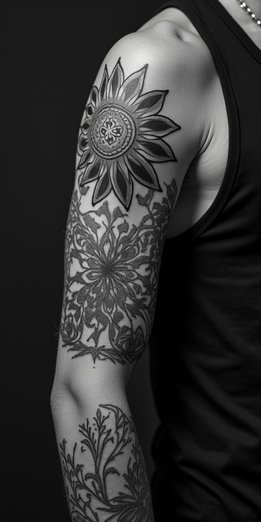 Victorian worrierin bohemian style tattoo, 8k - Variation 3