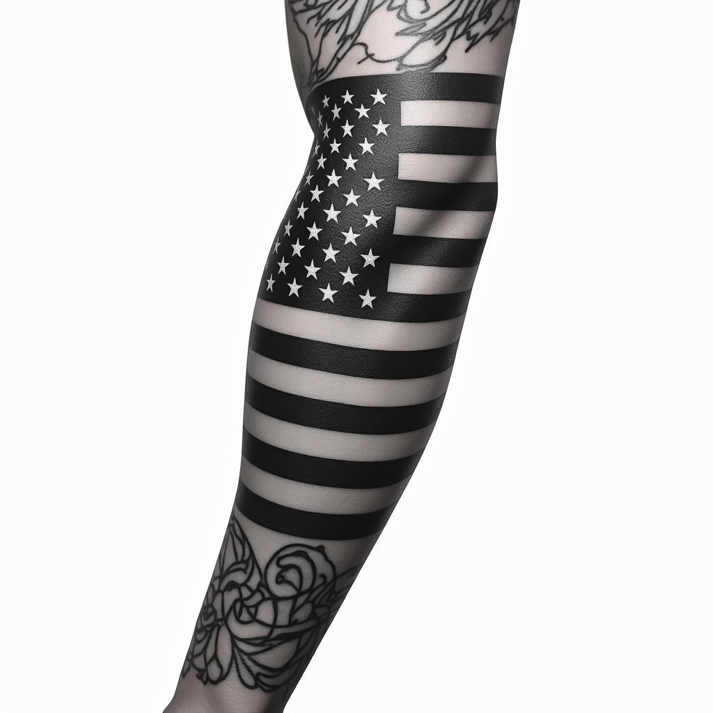American flag sleevehigly detailed tattoo