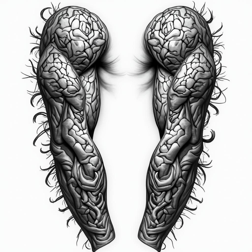 Sleeve designs for menin authentic tattoo style, incorporating traditional modifications, bold black outlines, solid color fills, featuring classic authentic elements - Variation 4