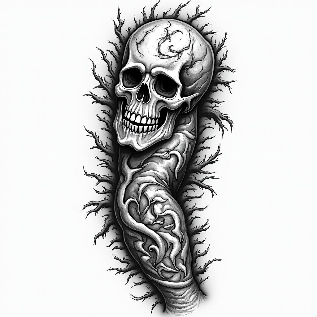 Sleeve designs for menin authentic tattoo style, incorporating traditional modifications, bold black outlines, solid color fills, featuring classic authentic elements