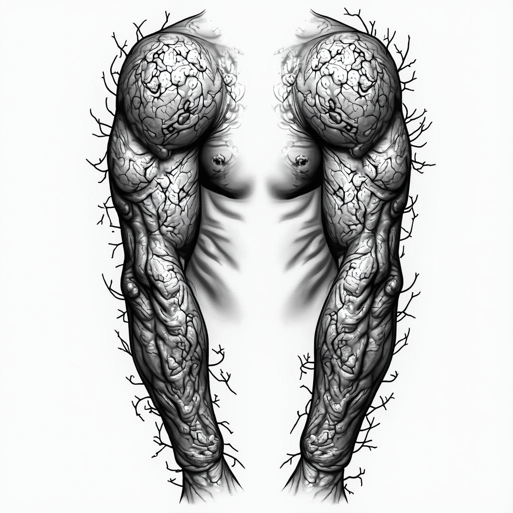 Sleeve designs for menin authentic tattoo style, incorporating traditional modifications, bold black outlines, solid color fills, featuring classic authentic elements - Variation 2