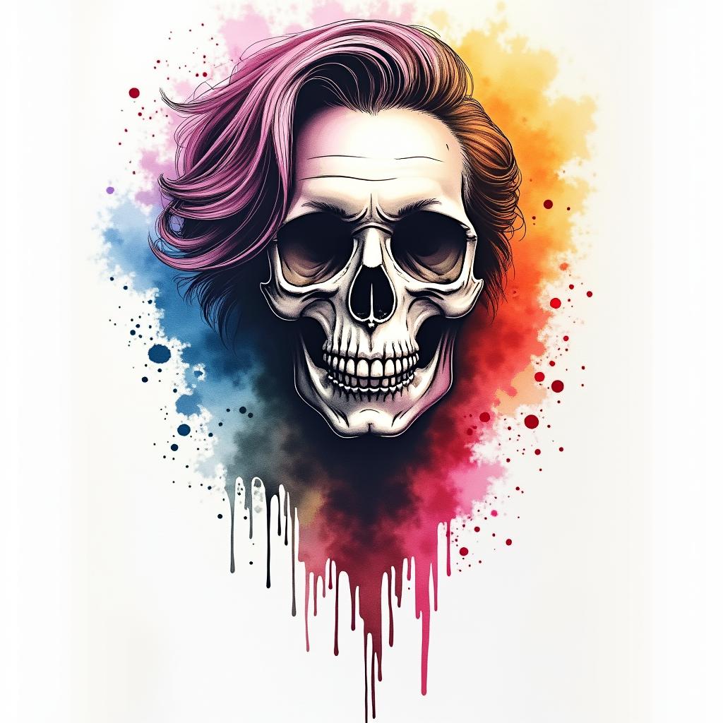 water colorin pop art style tattoo, featuring bold and vibrant colors, exaggerated outlines, iconic imagery, inspired by comic books and speech bubbles, comic book characters, retro pop culture