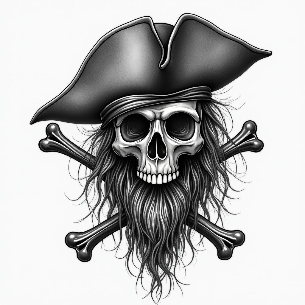 Pirate themehigly detailed tattoo - Variation 4