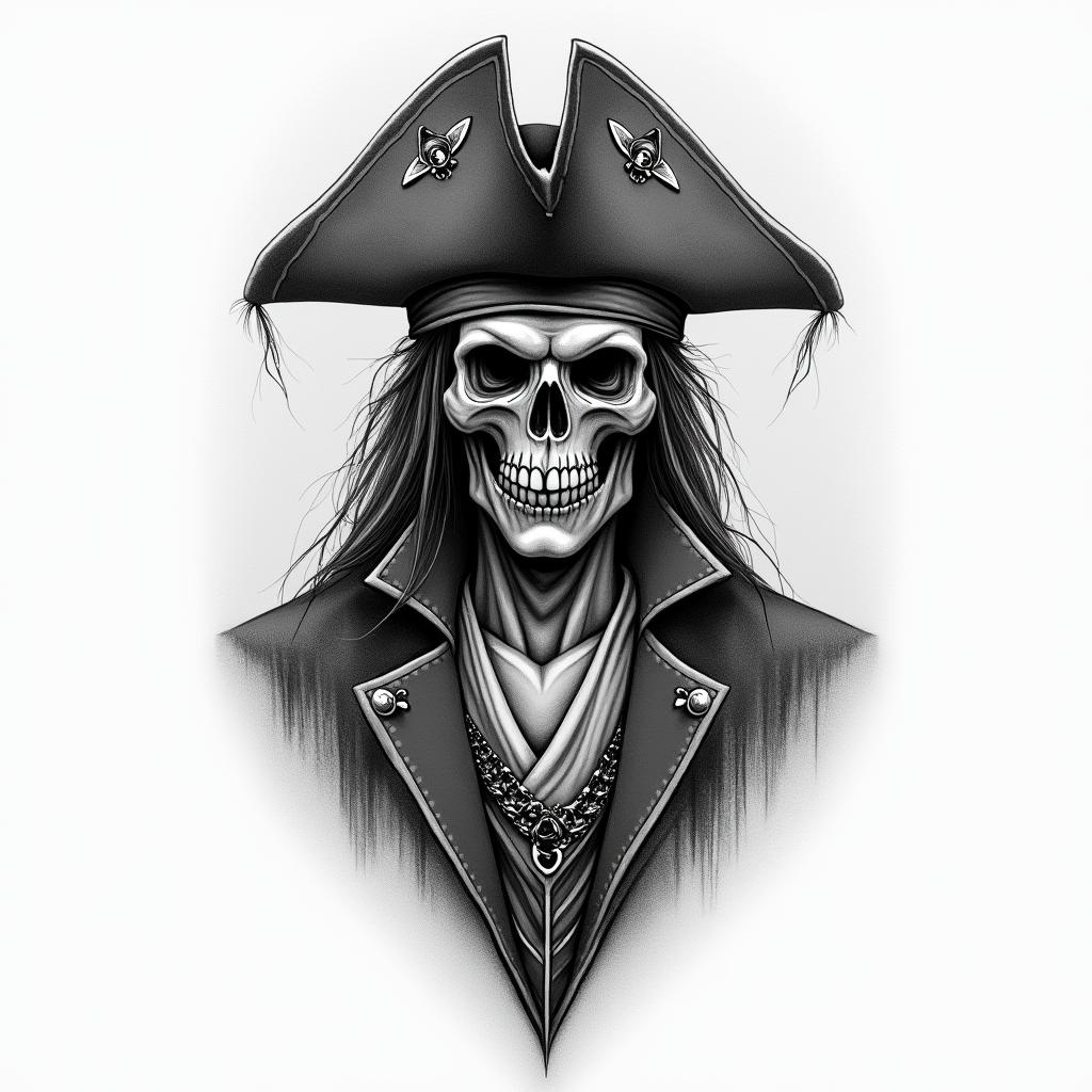 Pirate themehigly detailed tattoo