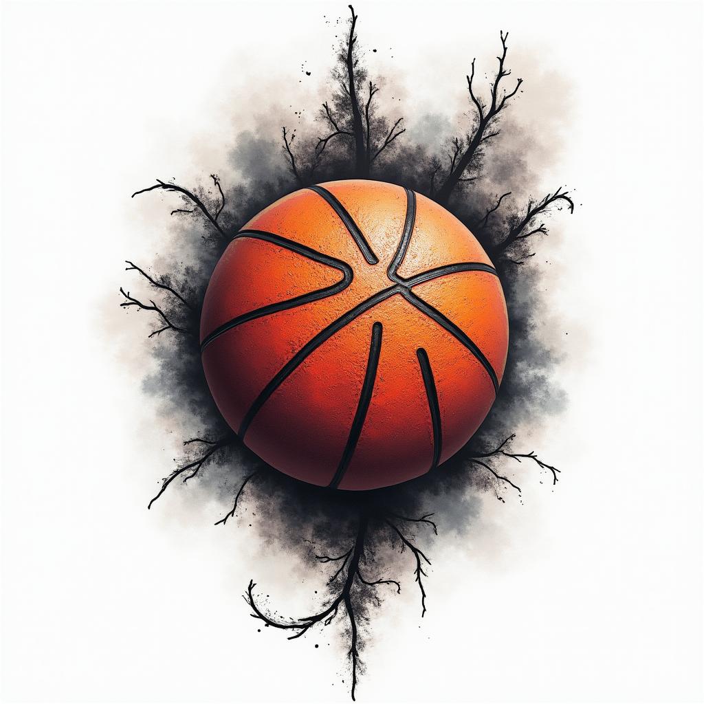 Basketball colorfulhigly detailed tattoo - Variation 3
