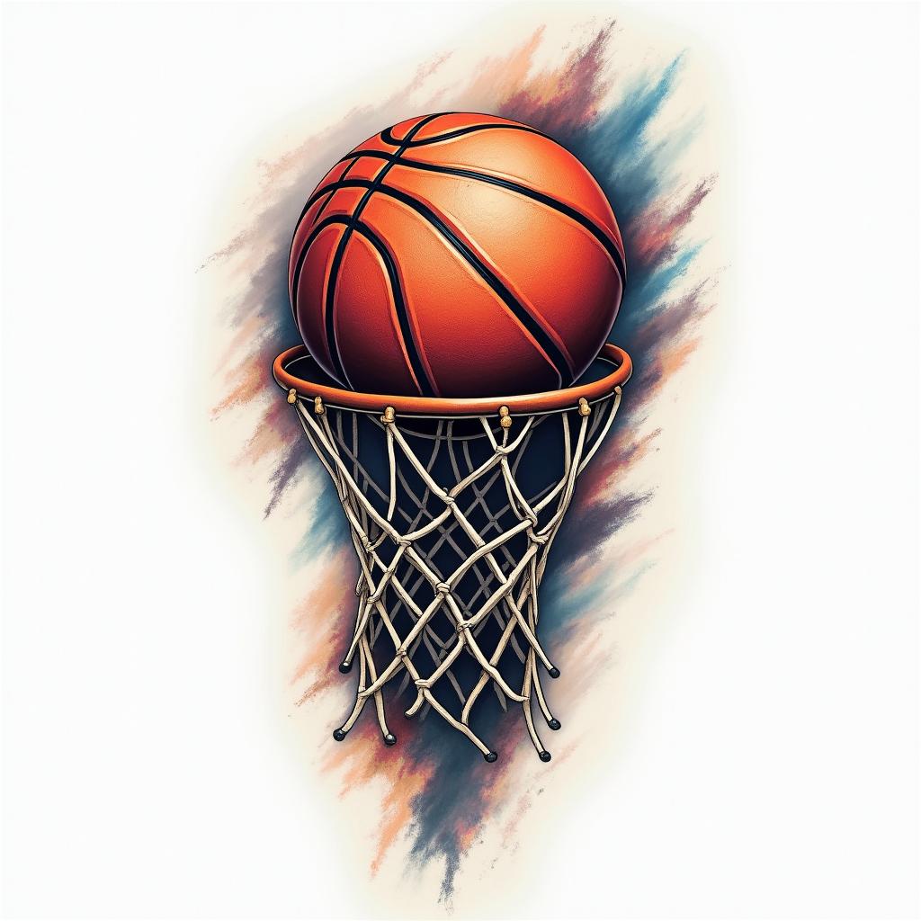 Basketball colorfulhigly detailed tattoo