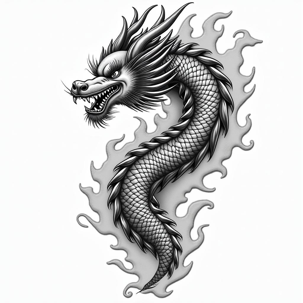 Changing over timein japanese style tattoo, detailed tattoo, traditional japanese culture tattoo, mythology, 8k - Variation 3