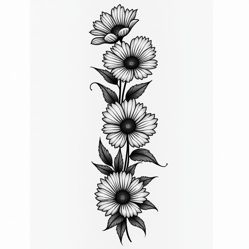 may birth flowers and adele lyric “i want to live and not just survive” in the middle spine tattoohigly detailed tattoo - Variation 8