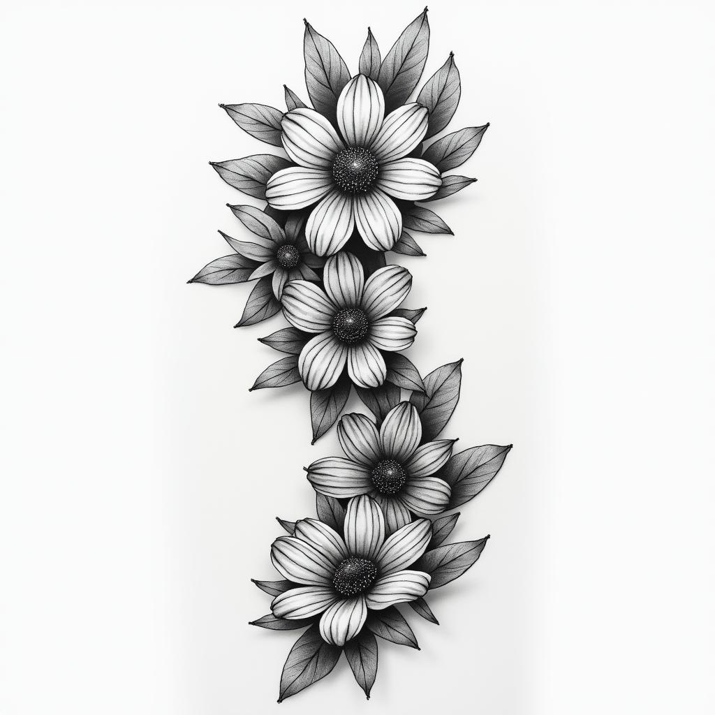 may birth flowers and adele lyric “i want to live and not just survive” in the middle spine tattoohigly detailed tattoo - Variation 6