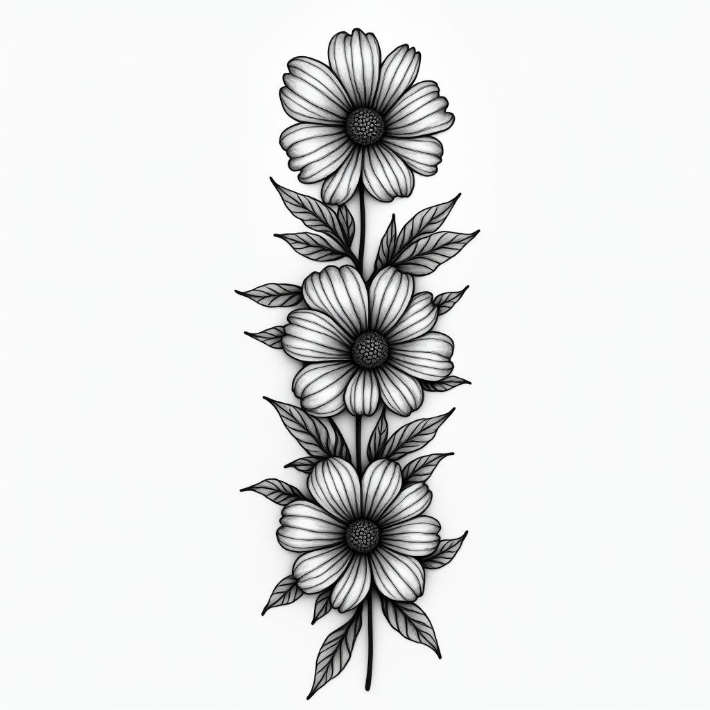 may birth flowers and adele lyric “i want to live and not just survive” in the middle spine tattoohigly detailed tattoo - Variation 2