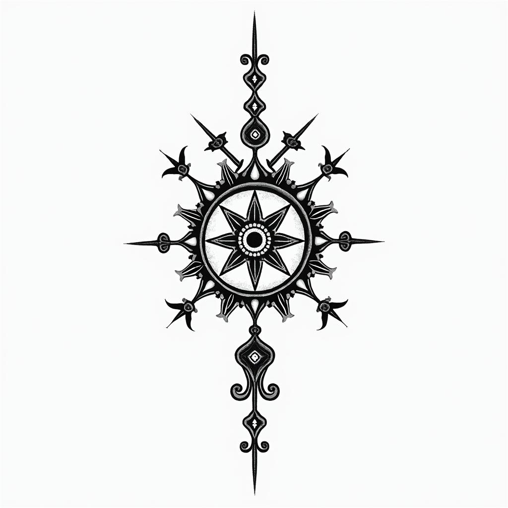 Cody, Aries, Frederickin spiritual symbols tattoo style, featuring an intricate design incorporating elements, Hamsa hand, third eye, minimalist composition - Variation 2