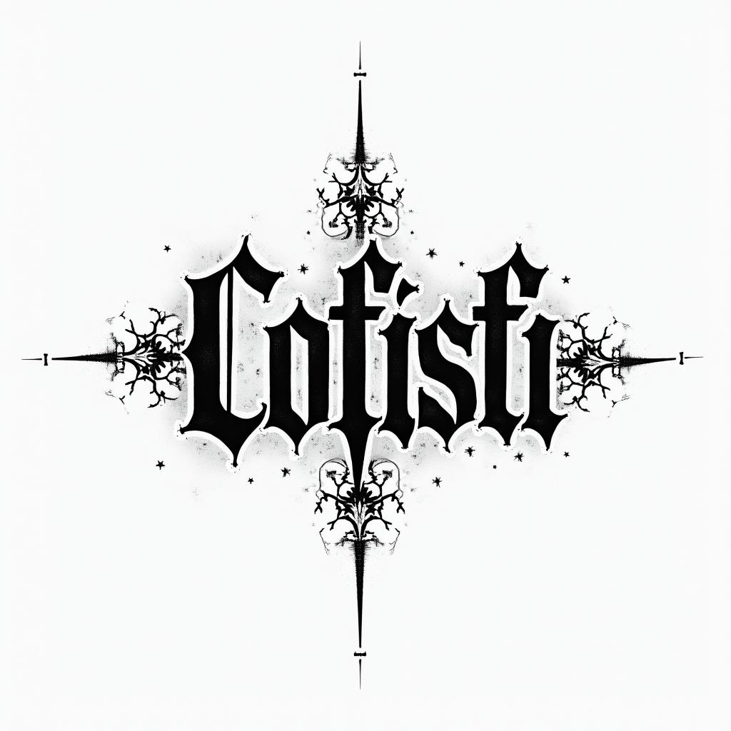 SZtext-based tattoo, gothic font ultra-realistic, perfectly placed, high-quality font design, photo-realistic shading, 8k, high quality, finely detailed typography - Variation 3