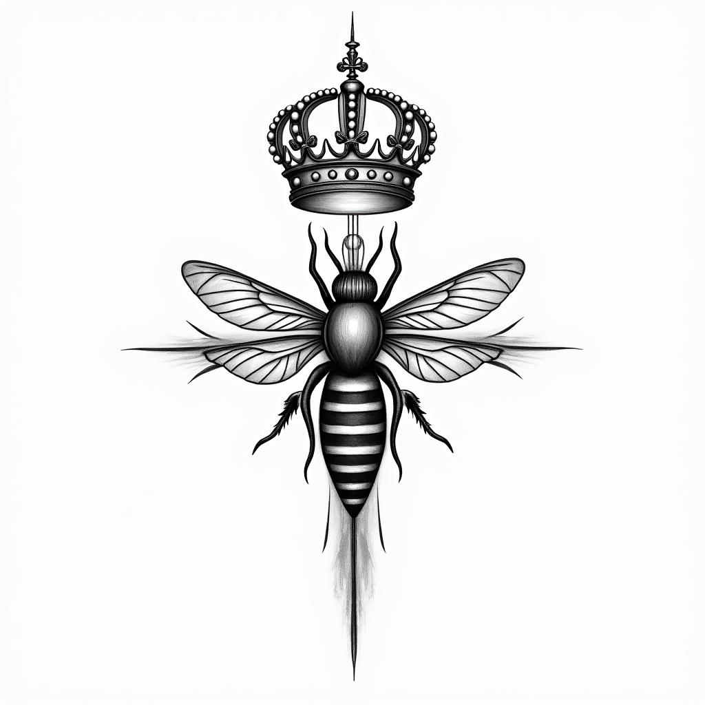 “Love yours” with a crown after horizontal and “bee the light” vertical with a lightbulb in the shape of a crosshigly detailed tattoo - Variation 8