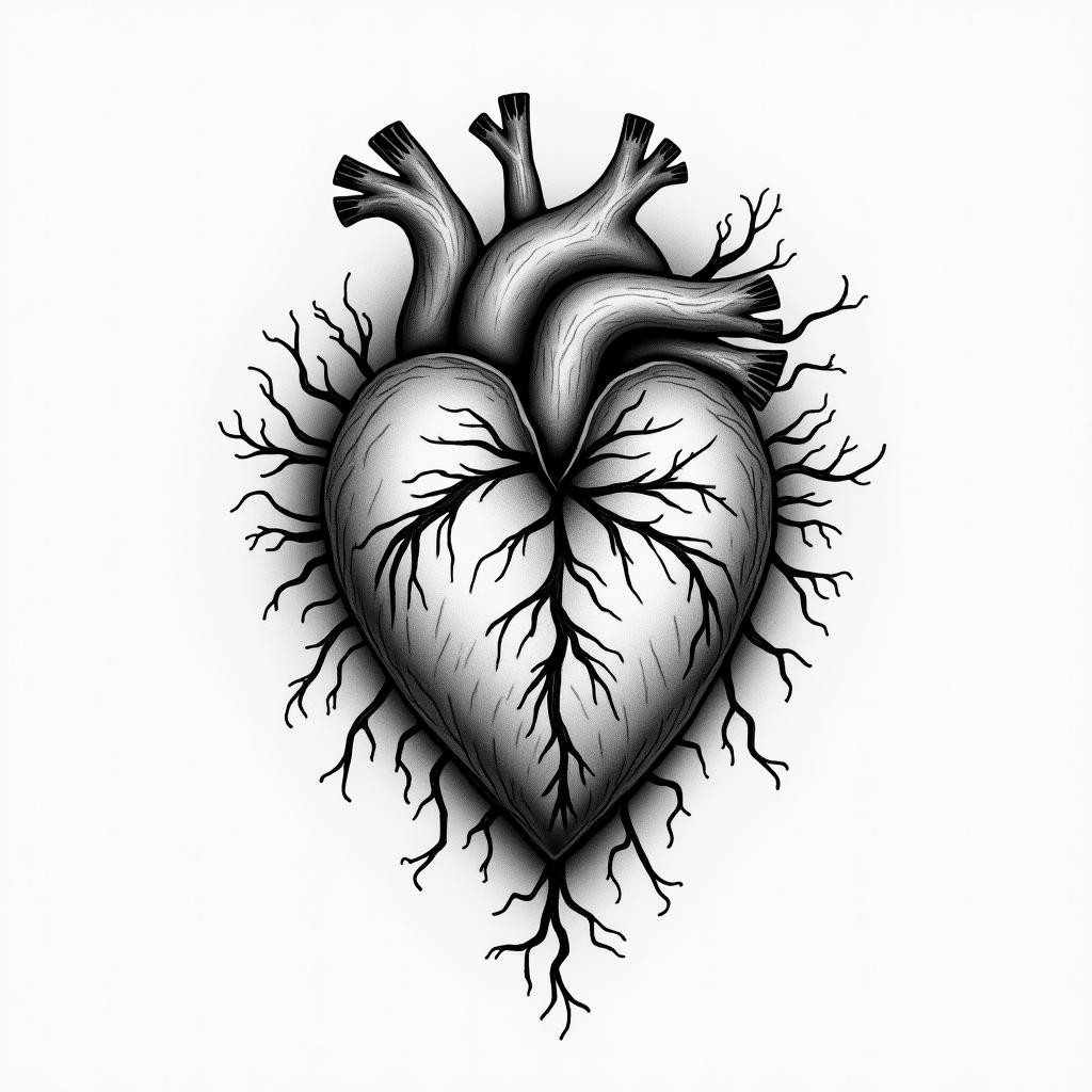 Broken hearthigly detailed tattoo - Variation 8