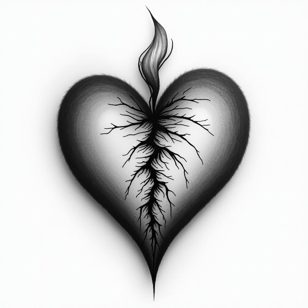 Broken hearthigly detailed tattoo - Variation 7