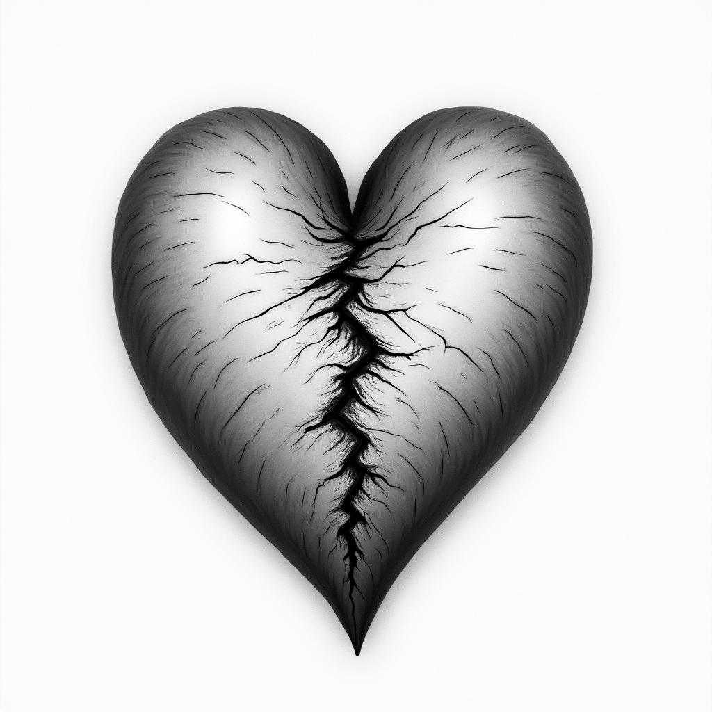 Broken hearthigly detailed tattoo - Variation 6