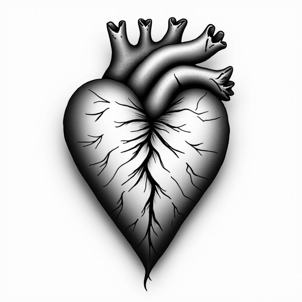Broken hearthigly detailed tattoo - Variation 5