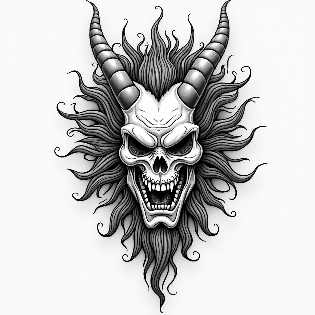 Turning from evil to goodin japanese style tattoo, detailed tattoo, traditional japanese culture tattoo, mythology, 8k