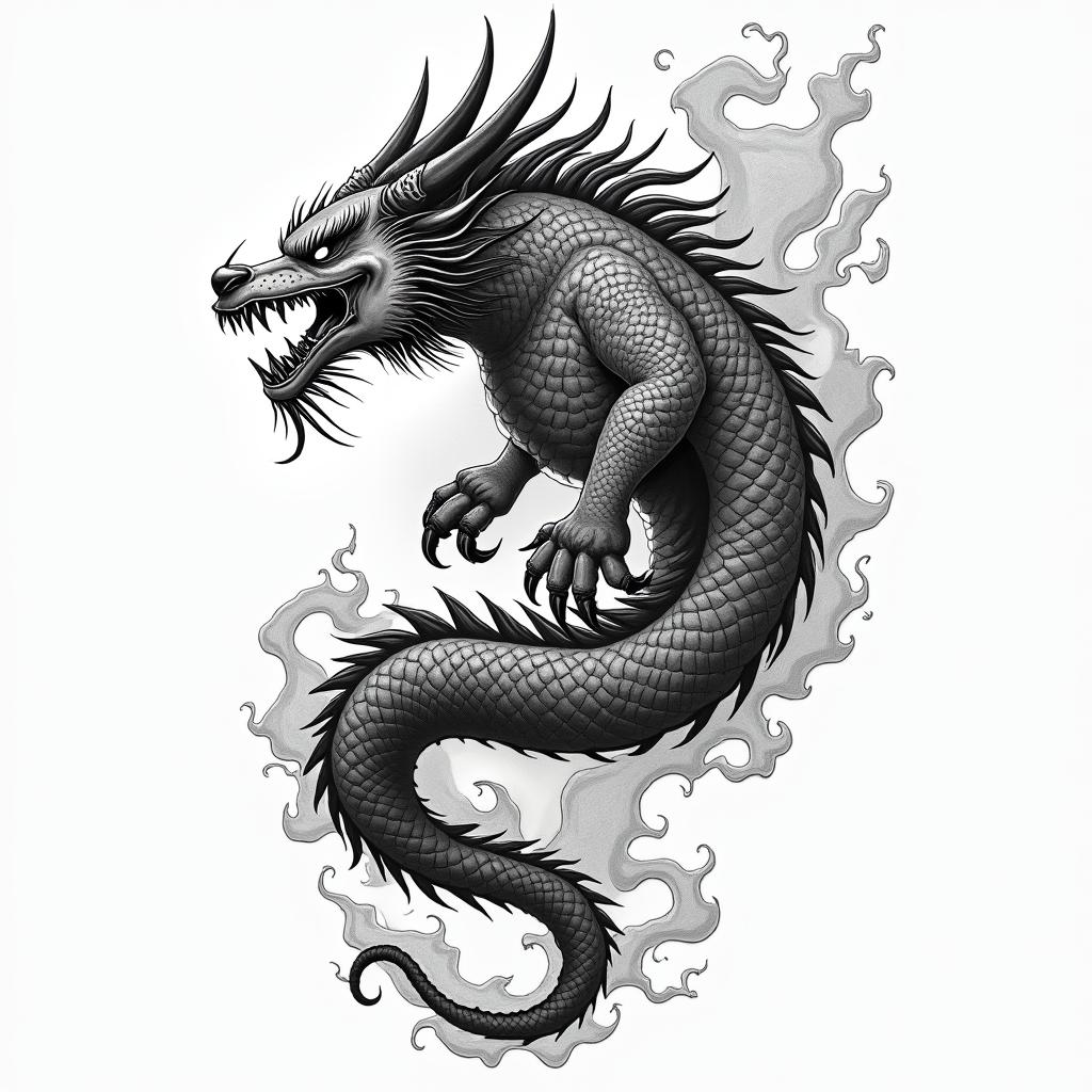 Turning from evil to goodin japanese style tattoo, detailed tattoo, traditional japanese culture tattoo, mythology, 8k - Variation 2