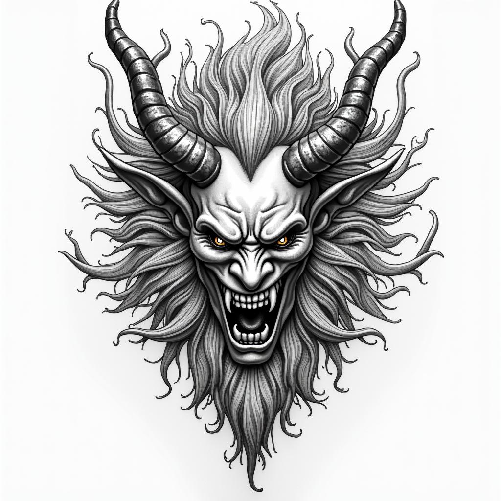 Turning from evil to goodin japanese style tattoo, detailed tattoo, traditional japanese culture tattoo, mythology, 8k - Variation 4