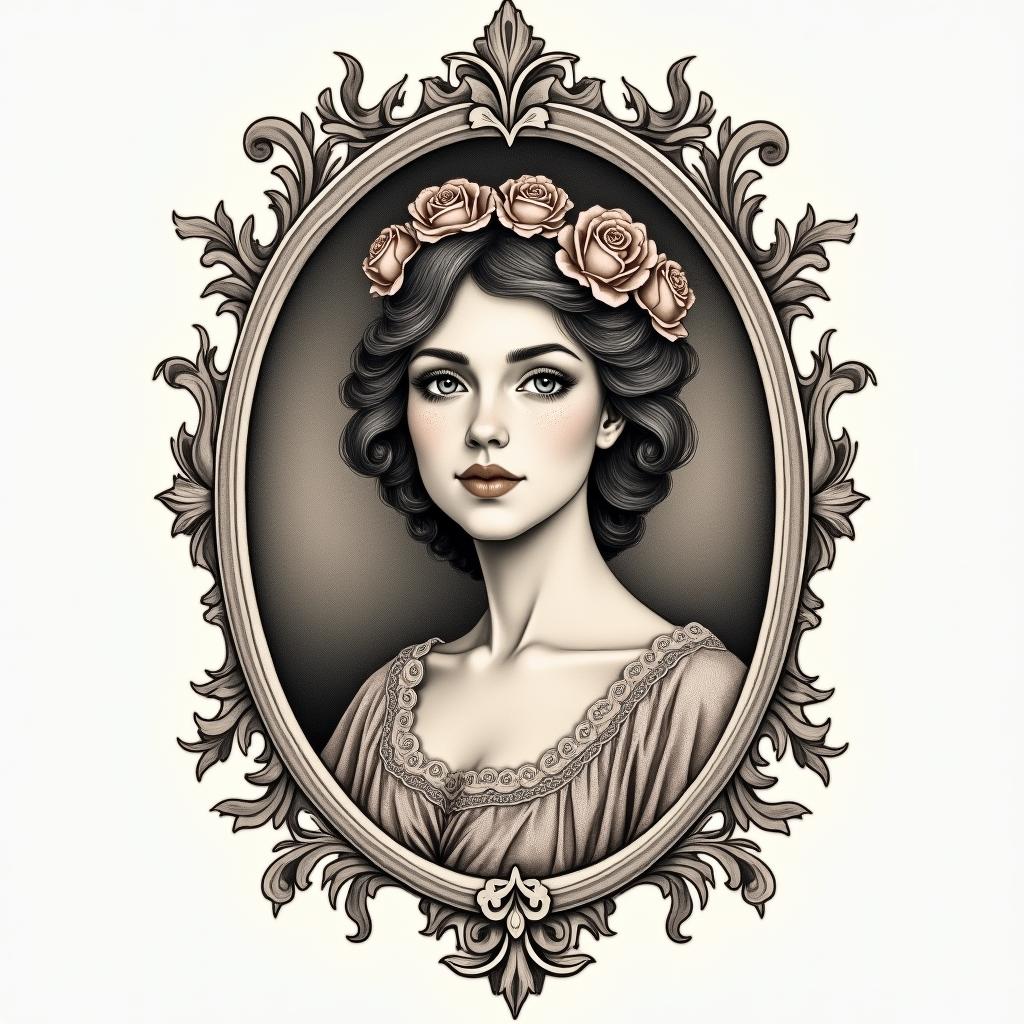 Survivor of sexual abuse as a child. Am raising my three children and step children alone.  I love the ocean, flowers, birds and nature because they are represent healing for me. God gives me the strength to find forgiveness. God sent me a beautiful granddaughter to breath life into me again.in victorian style tattoo, featuring vintage and elegant elements, ornate frames, roses, antique, sepia-toned color scheme - Variation 2