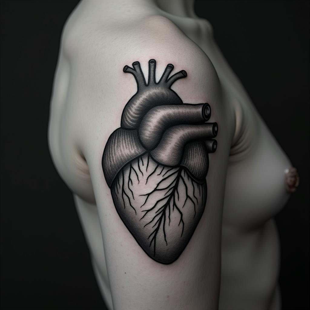 Broken hearthigly detailed tattoo - Variation 3
