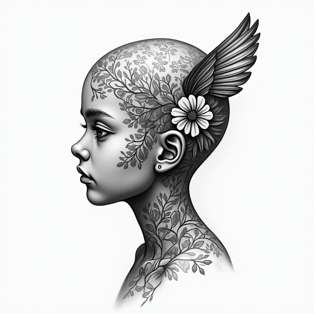 Survivor of sexual abuse as a child. Am raising my three children and step children alone. I love the ocean, flowers, birds and nature because they are represent healing for me. God gives me the strength to find forgiveness. God sent me a beautiful granddaughter to breath life into me again.higly detailed tattoo - Variation 3