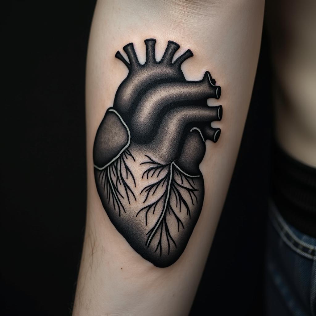 Broken heartin tribal tattoo style, featuring bold and black geometric shapes, curved lines, intertwine and flow seamlessly, creating a powerful and symbolic design, polynesian and maori styles - Variation 3