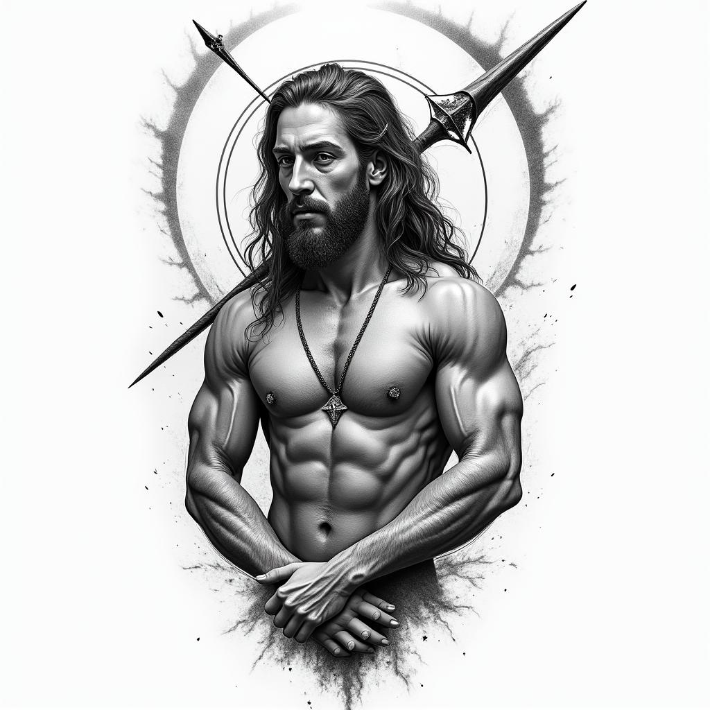 Justin Sagittarius Everett Wa.higly detailed tattoo - Variation 2