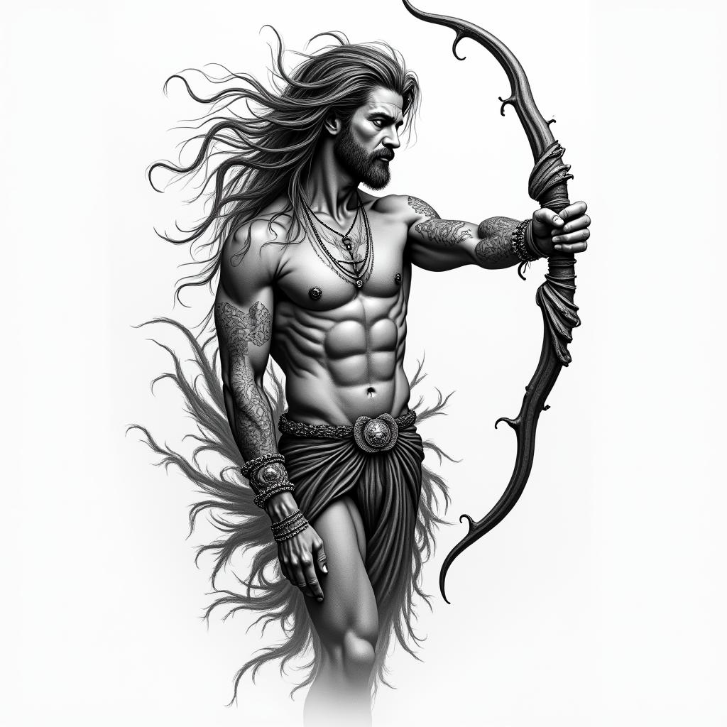 Justin Sagittarius Everett Wa.higly detailed tattoo - Variation 4