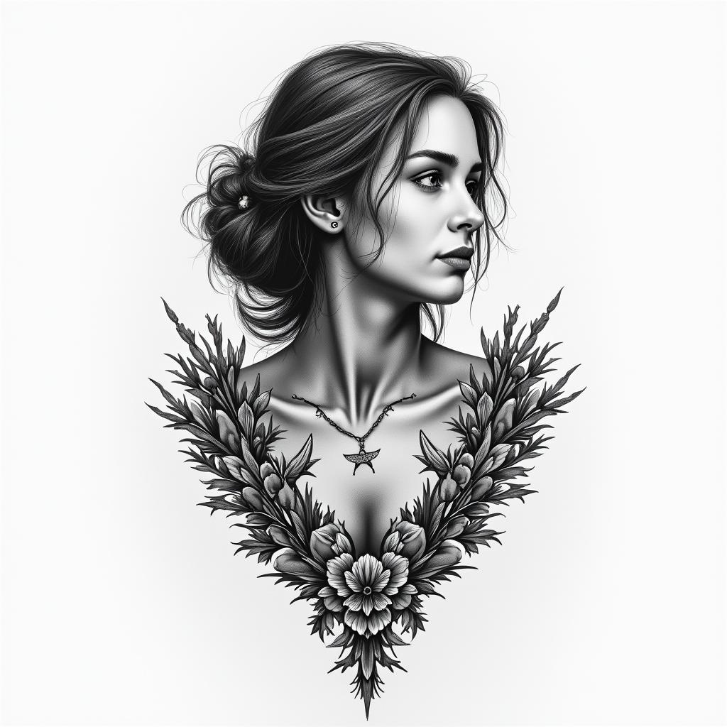 I have a tattoo that goes across my chest from collar bone to the other side it says loyalty and honor but it's messed up what can I do too put something different over it I'm a 34 yr old female higly detailed tattoo - Variation 1