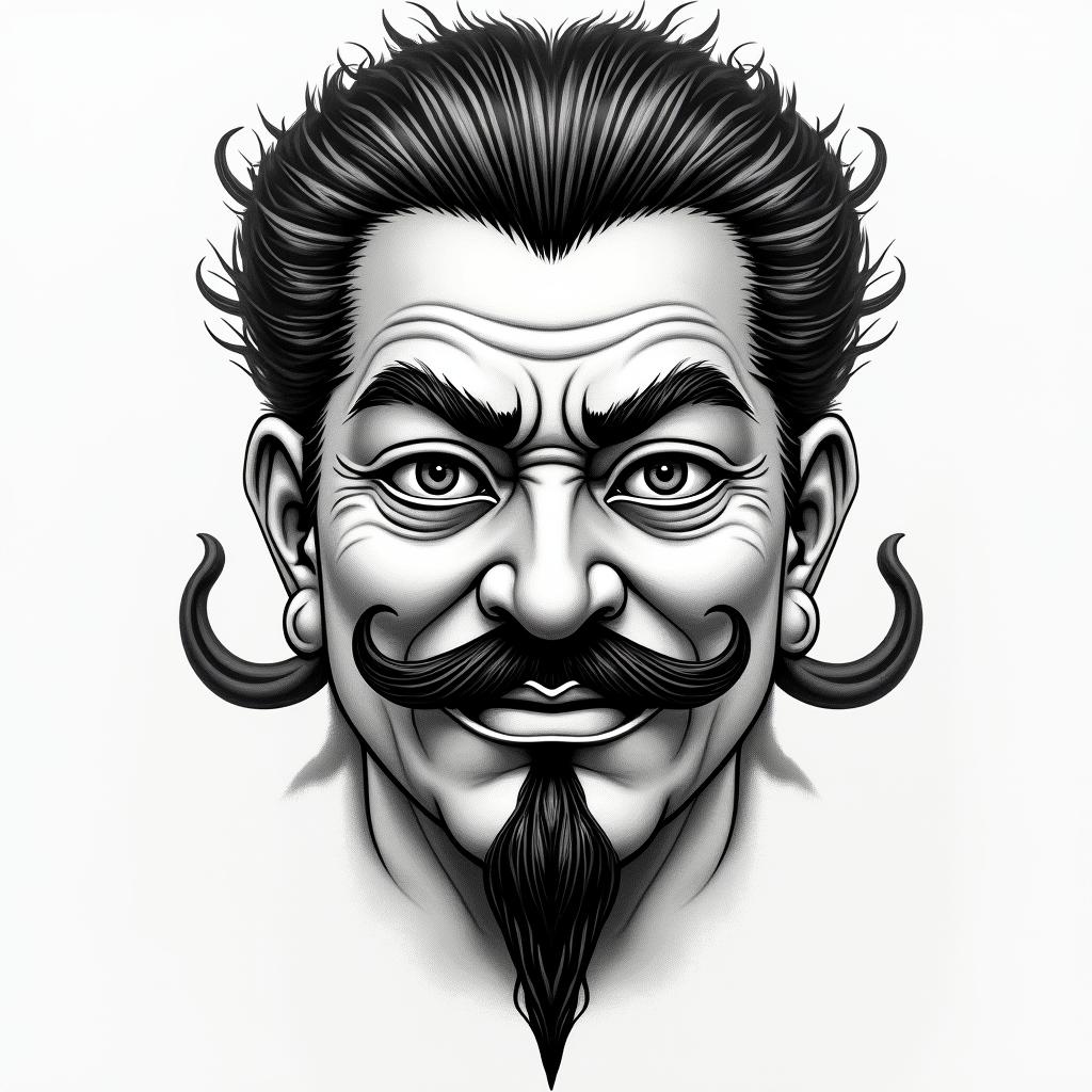 Hannya mask as Joseph Stalinin japanese style tattoo, detailed tattoo, traditional japanese culture tattoo, mythology, 8k - Variation 3