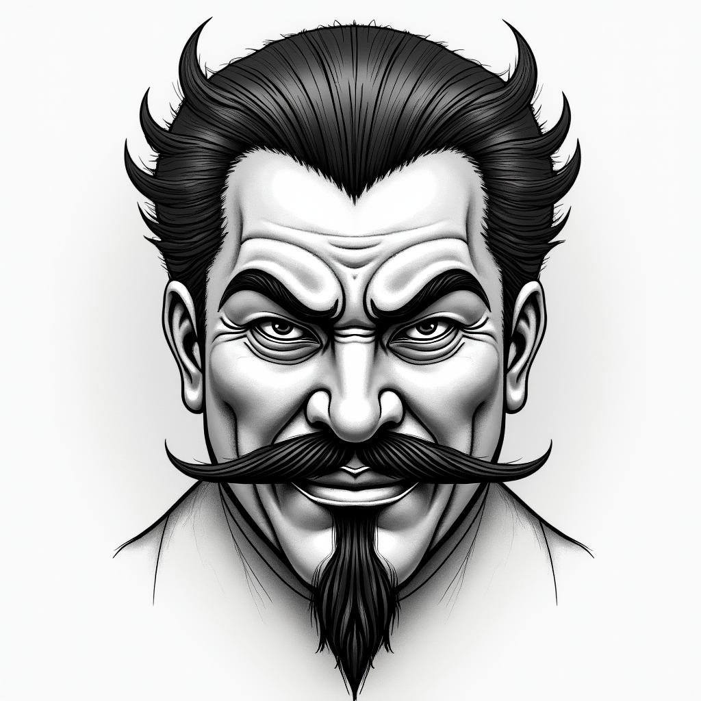 Hannya mask as Joseph Stalinin japanese style tattoo, detailed tattoo, traditional japanese culture tattoo, mythology, 8k - Variation 2