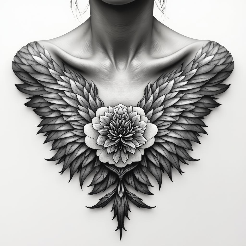 I have a tattoo that goes across my chest from collar bone to the other side it says loyalty and honor but it's messed up what can I do too put something different over it I'm a 34 yr old femalehigly detailed tattoo - Variation 2