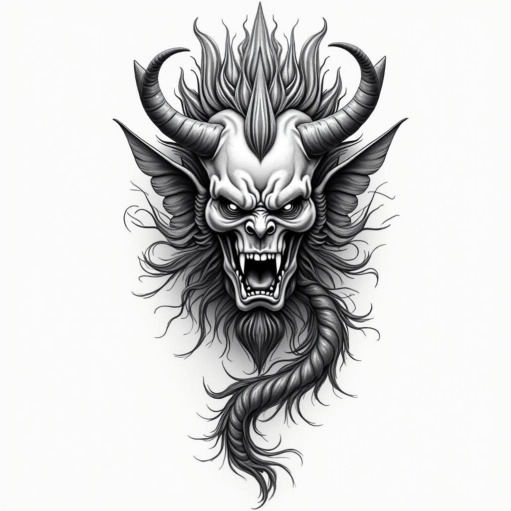 Strength and weaknessin japanese style tattoo, detailed tattoo, traditional japanese culture tattoo, mythology, 8k - Variation 2