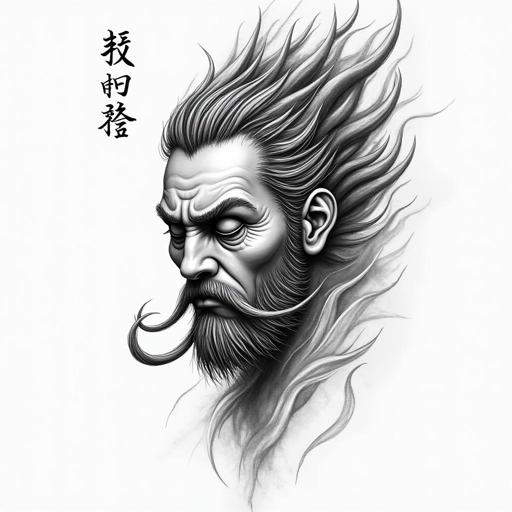 Strength and weaknessin japanese style tattoo, detailed tattoo, traditional japanese culture tattoo, mythology, 8k