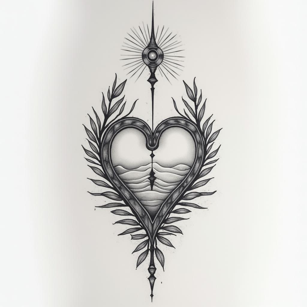 I have a tattoo that goes across my chest from collar bone to the other side it says loyalty and honor but it's messed up what can I do too put something different over it I'm a 34 yr old femalein Modest style tattoo, featuring soft, delicate line work with simple and meaningful symbols, gentle waves, a heart, evoking a sense of serenity and grace, - Variation 2